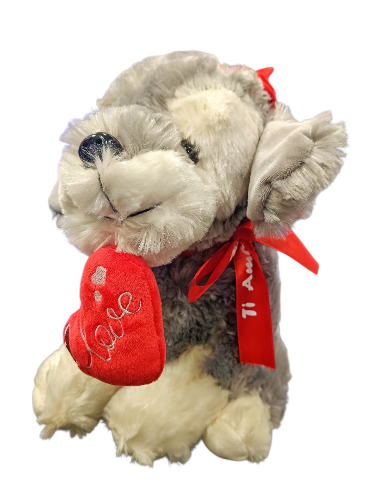 Peluche cane con cuore pendente
