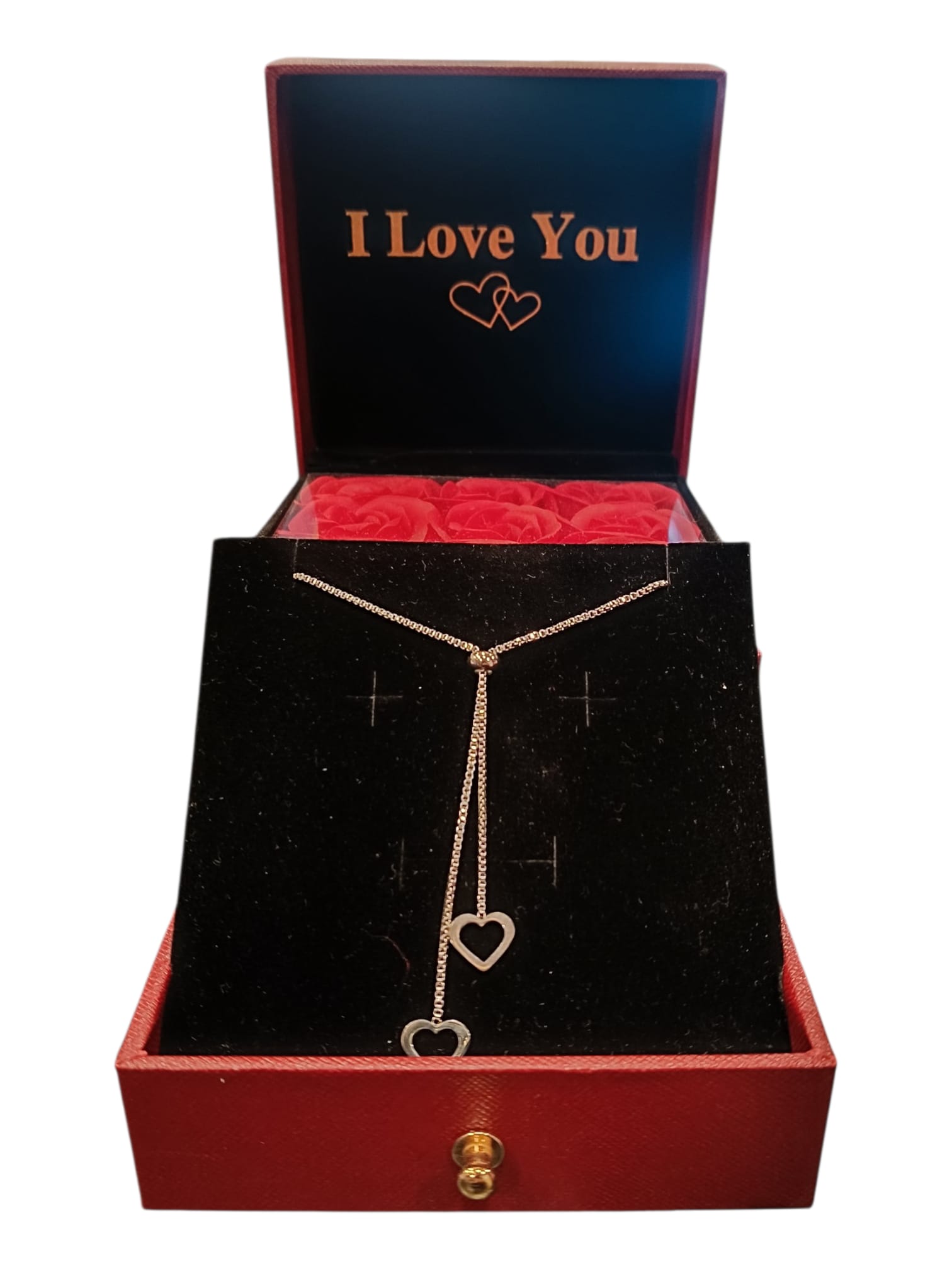 Scatola con collana e rose sintetiche 1