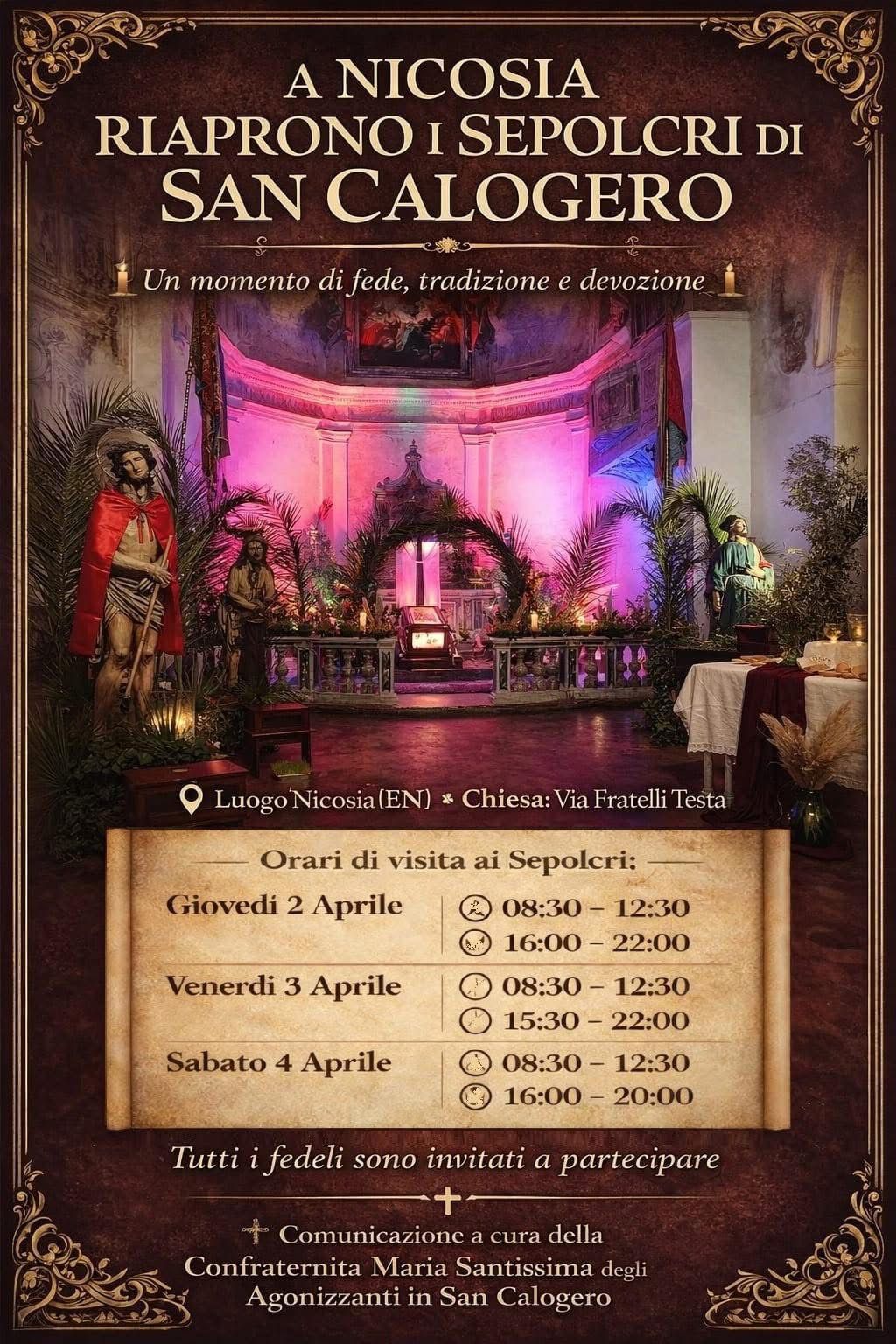 Riapertura dei Sepolcri di San Calogero – Nicosia 2026