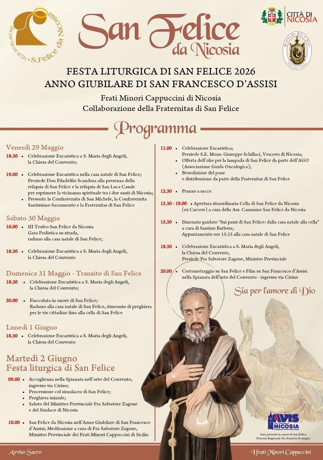 Festa di San Felice da Nicosia MaggioGiugno 2026