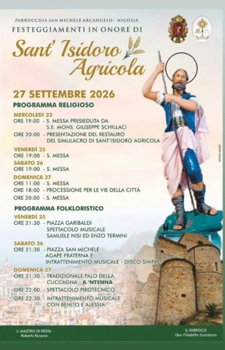 Festeggiamenti in Onore di Sant’Isidoro Agricola 2026